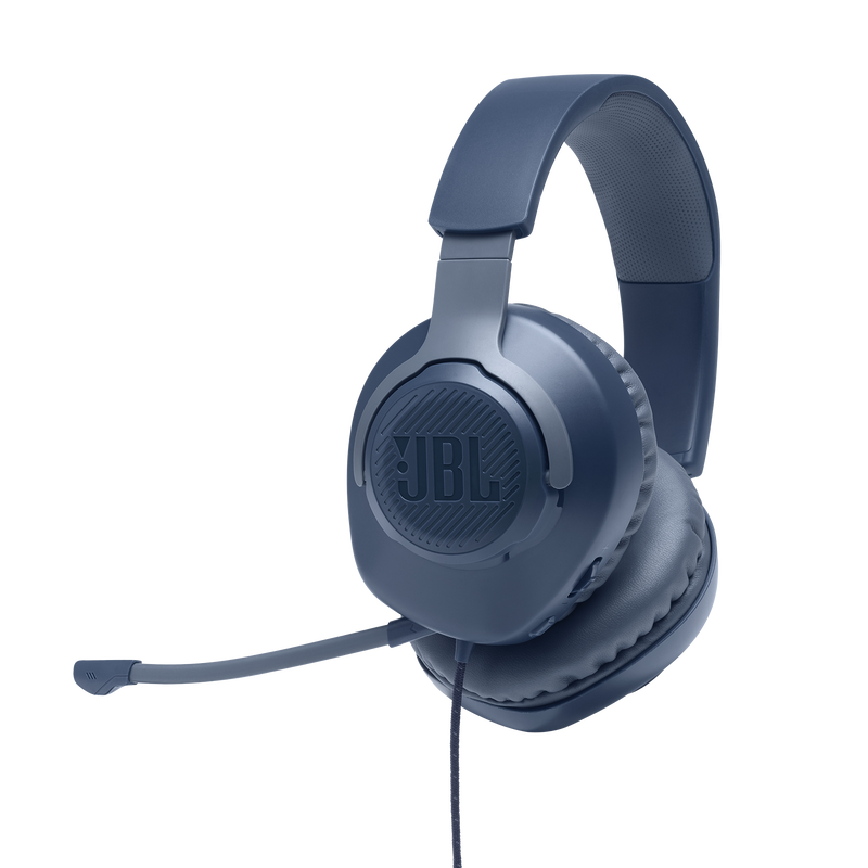 JBL Quantum 100 - Blue - Wired over-ear gaming headset with flip-up mic - Hero image number null